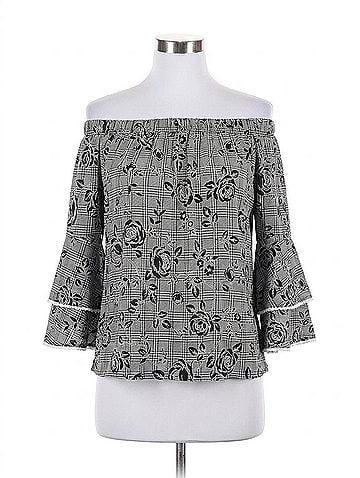 Ariella Ruffle Sleeve With Pearls Top in Grey (view 1)