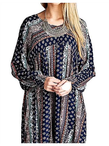 Velzera Paisley Baby Doll Tunic in Navy (view 2)