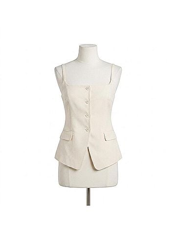 English Factory Linen Sleeveless Vest in White (view 1)