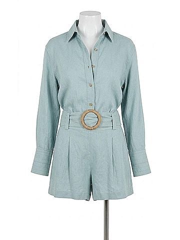 Greylin Emily Oversized Linen Blend Shirt in Denim Blue (view 1)