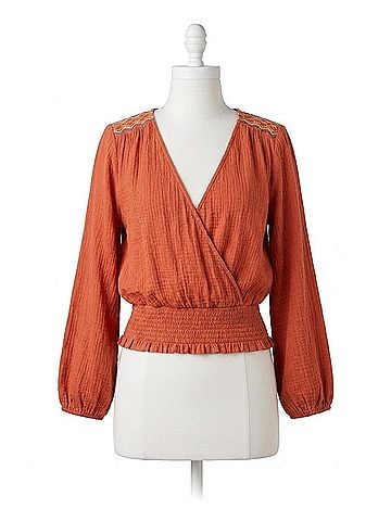 Hem & Thread Embroidered Top in Rust (view 1)
