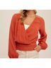Hem & Thread Solid Orange Embroidered Top in Rust Size M - photo 2