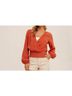 Hem & Thread Solid Orange Embroidered Top in Rust Size M - photo 3