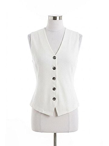 Drew Juno Button Front Vest in White (view 1)