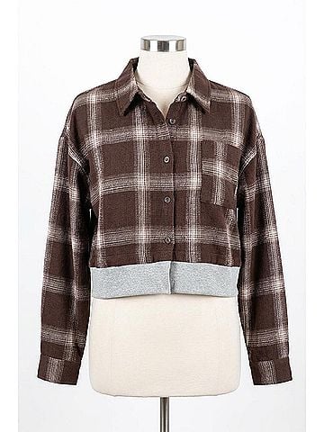Vintage Havana Midnight Moon Flannel Top in Mocha Plaid (view 1)