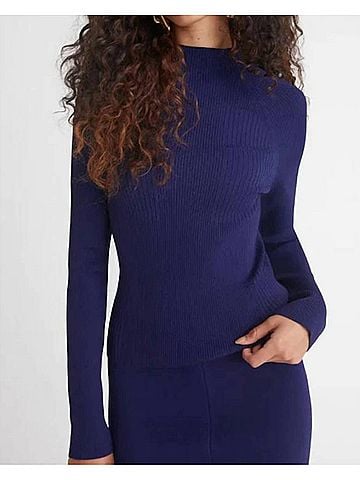 525 America Haley Rib Mockneck Pullover in Indigo (view 2)