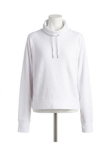 Danskin Textured Pullover Sweatshirt in Bright White (view 1)