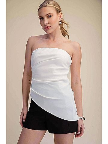 Glam Ashley Strapless Top in Ivory (view 2)