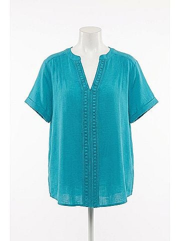 Blu Pepper Coastal V-Neck Blouse in Teal (view 1)