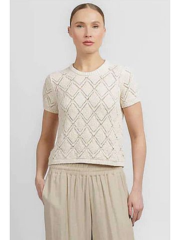 White + Warren Cotton Pointelle Top in Ivory (view 2)