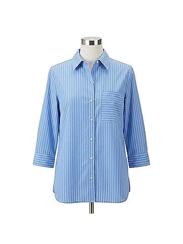 Lyssé Cropped Schiffer 3/4 Sleeve Top in Fresh &amp; Chic Stripe (view 1)