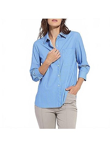 Lyssé Cropped Schiffer 3/4 Sleeve Top in Fresh &amp; Chic Stripe (view 2)