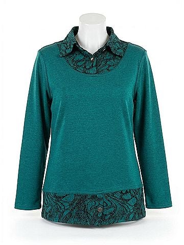 Parsley & Sage Lucy Reversible Layered Top in Teal (view 1)