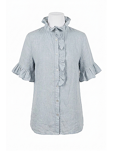 Ivy Jane Cross Eyed Linen Top in Slate Blue (view 1)