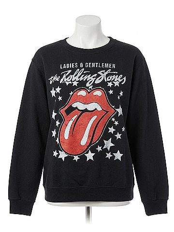 Recycled Karma Rolling Stones Fitted Sweatshirt in Black (view 1)
