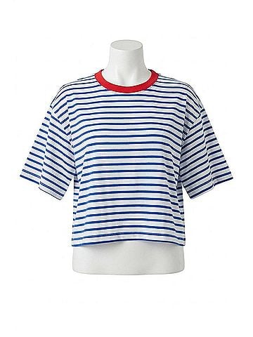 Pistola Mae Stripe Short Sleeve Tee in Maritime Red (view 1)