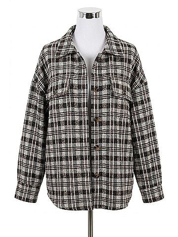 Mikarose Autumn Maple Plaid Shacket in Blue Multi (view 1)