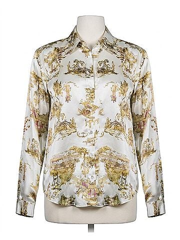 L'Agence Women's Tyler Long Sleeve Blouse in Ecru Multi Chinoiserie (view 1)