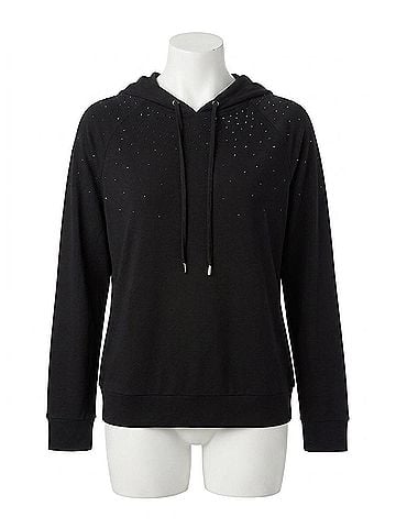 Lyssé Emiliana Studded Hoodie Sweatshirt in Black (view 1)
