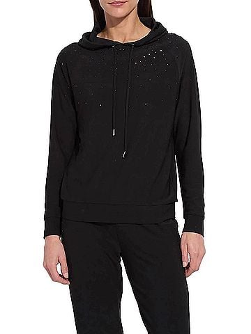 Lyssé Emiliana Studded Hoodie Sweatshirt in Black (view 2)