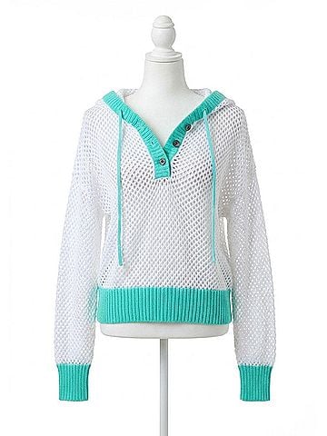 525 America Crochet Colorblock Hoodie in Bleach White Multi (view 1)