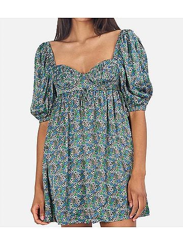 For Love & Lemons Alisa Mini Dress in Green (view 2)