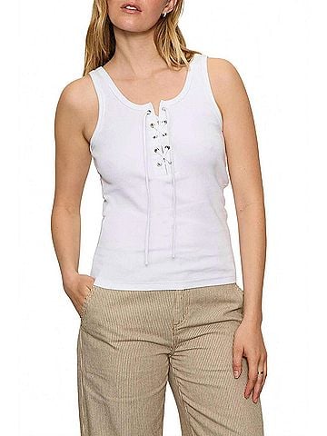 Sanctuary Go To Lace Up Tank in White (view 2)