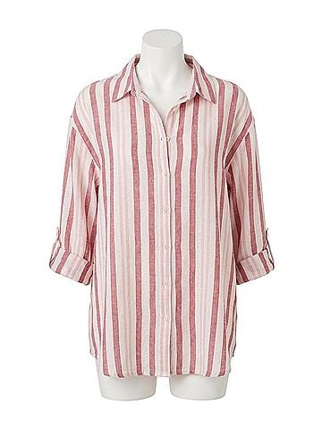 Bobi Millie Oversized Beach Shirt in Nantucket Stripe (view 1)