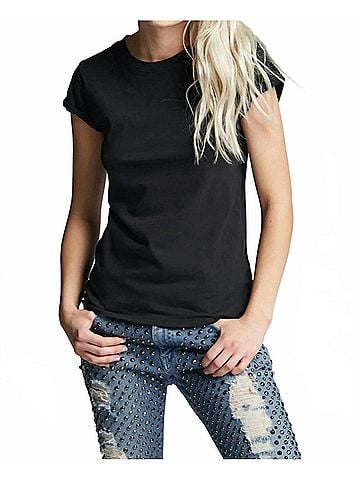 Recycled Karma Cotton Fitted Tee in Black (view 2)