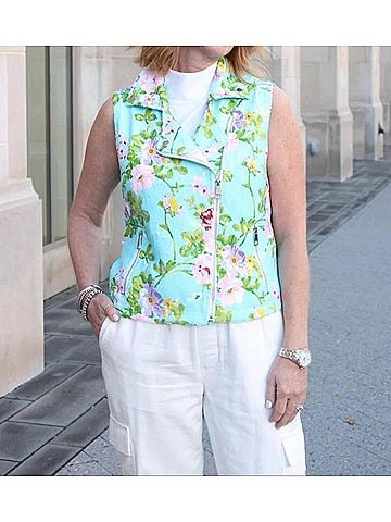 Berek Palm Springs Floral Sequin Vest in Blue Muti (view 2)