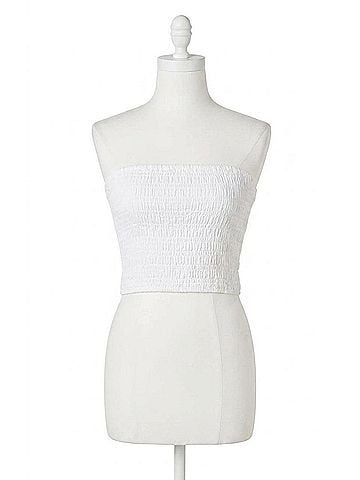 Bobi Textured Tube Top in White (view 1)