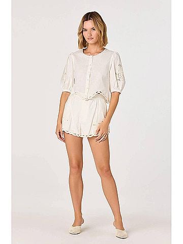 Astr Joellyn Pull-On Shorts in White (view 2)