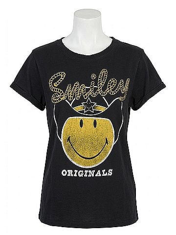 Recycled Karma Smiley Rodeo Tee in Black (view 1)