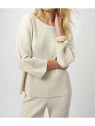 Joseph Ribkoff Pleated Knit Top in Birch (view 2)