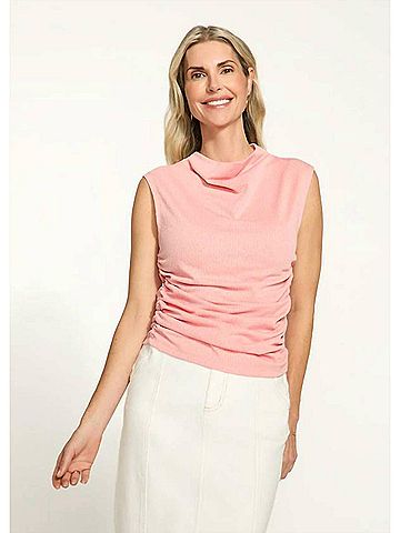 FDJ Ruched Cap Sleeve Top in Light Coral (view 2)