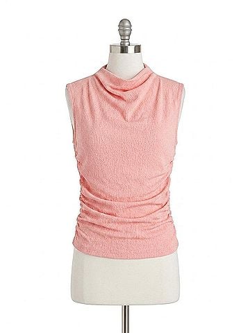 FDJ Ruched Cap Sleeve Top in Light Coral (view 1)