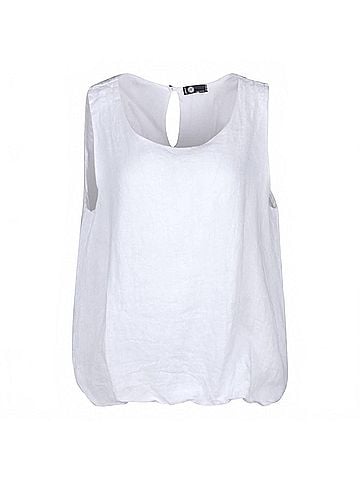 MADE IN ITALY Women's Sadie Linen Tank in Blanc (view 2)
