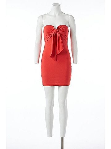 Blue Blush Strapless Mini Dress in Red (view 1)