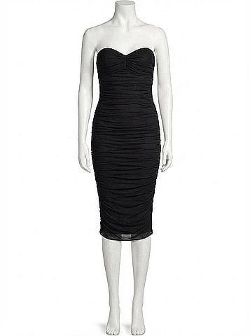 Amanda Uprichard Strapless Lopez Midi Dress in Mesh Black (view 1)