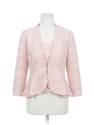 Joseph Ribkoff Textured Peplum Twin Set Top in Petal Pink (view 1)