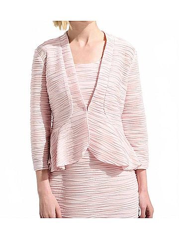 Joseph Ribkoff Textured Peplum Twin Set Top in Petal Pink (view 2)