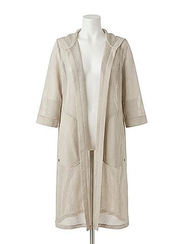 Joseph Ribkoff Hooded Mesh Cover-Up in Moonstone (view 1)