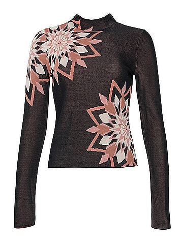 MISA Los Angeles Elowen Long Sleeve Mock Neck Top in Morrocan Snowflake (view 1)