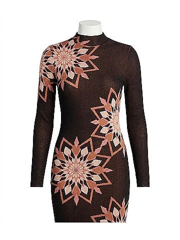 MISA Los Angeles Elowen Long Sleeve Mock Neck Top in Morrocan Snowflake (view 2)