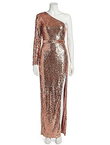 Mac Duggal Sequin One Sleevecolumn Gown in Copper (view 1)