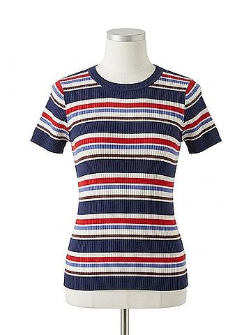 Bella Dahl Fitted Crew Tee in Seaside Stripe (view 1)