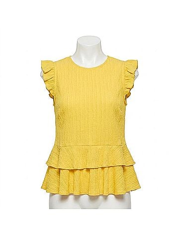 THML Ruffle Tie Back Top in Mustard (view 1)