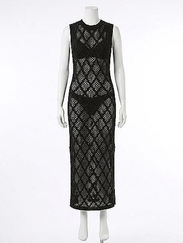 Elan Knit Maxi Coverup in Black (view 1)
