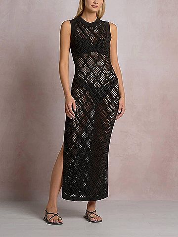 Elan Knit Maxi Coverup in Black (view 2)