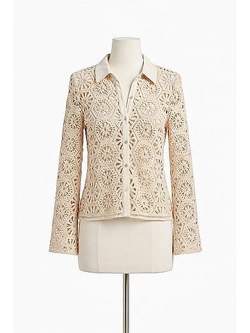 MISA Los Angeles Fleur Crochet Top in Cream (view 1)